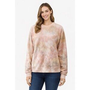 Old Navy Women Tie Dye Sweatshirt Crewneck Pink Orange Cozy Size L Tall